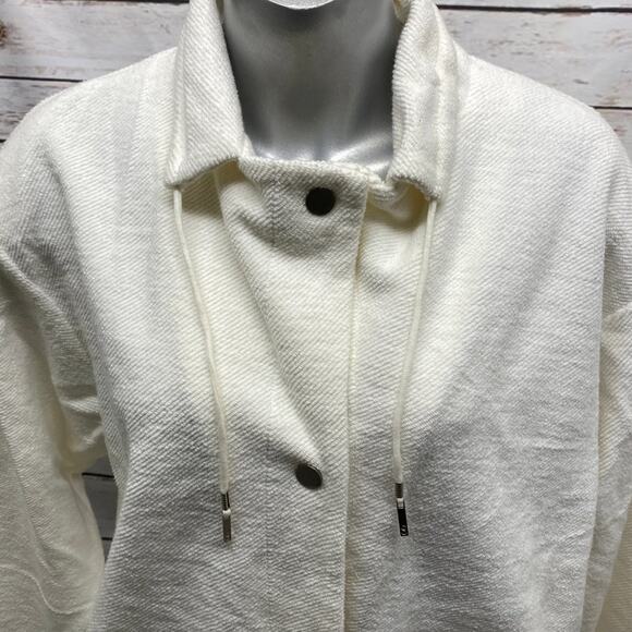 Company Ellen Tracy Snap Close White Knit Sweater Jacket Coat NWT Draw String XL - Picture 3 of 15